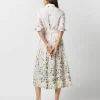 Clearance Ann Mashburn Classic Shirtwaist Dress Light Pink/Multi Floral Embroidered Poplin