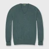 Flash Sale Sid Mashburn Classic V-Neck Sweater Heather Pine Cashmere