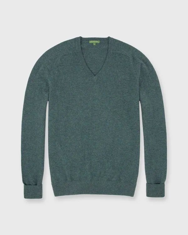 Flash Sale Sid Mashburn Classic V-Neck Sweater Heather Pine Cashmere