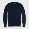 Store Sid Mashburn Classic V-Neck Sweater Dark Navy Cashmere