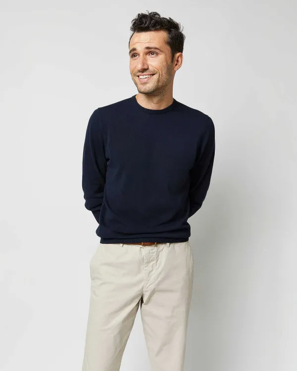 Cheap Sid Mashburn Crewneck Sweater Navy Cotton