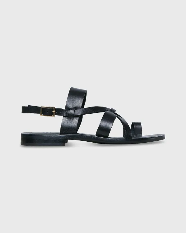 Online Ann Mashburn Criss Cross Sandal Black Leather