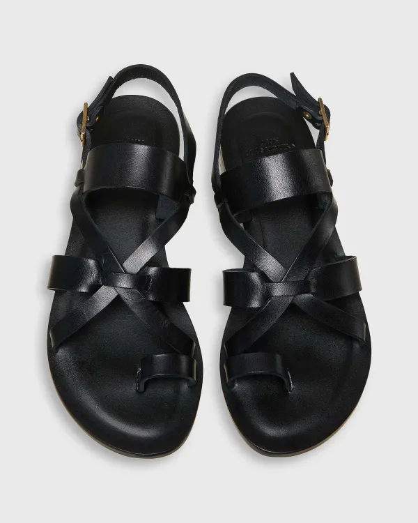 Online Ann Mashburn Criss Cross Sandal Black Leather