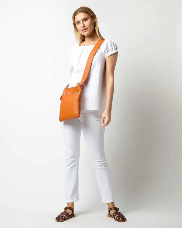 Store Ann Mashburn Crossbody Pouch Orange Leather