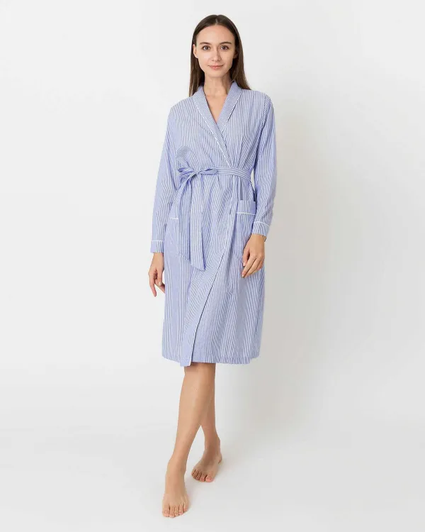 Online Ann Mashburn Darcey Robe Blue Bengal Stripe Cotton Lawn