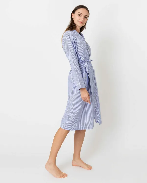 Online Ann Mashburn Darcey Robe Blue Bengal Stripe Cotton Lawn