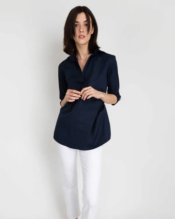 Shop Ann Mashburn Designer Tunic Navy Poplin