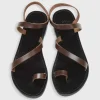 Store Ann Mashburn Diagonal Strap Sandal Dark Brown Leather