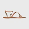 Store Ann Mashburn Diagonal Strap Sandal Platino Leather