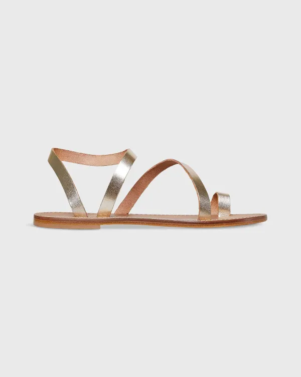 Store Ann Mashburn Diagonal Strap Sandal Platino Leather