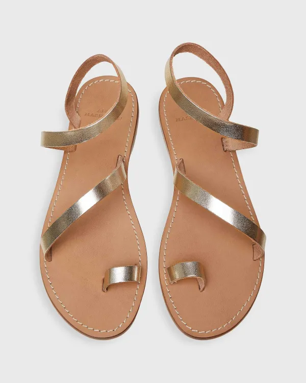 Store Ann Mashburn Diagonal Strap Sandal Platino Leather