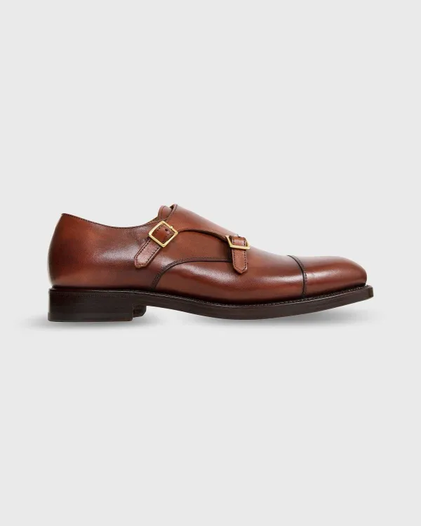 Cheap Sid Mashburn Double Monk Strap Autumn Brown Calfskin