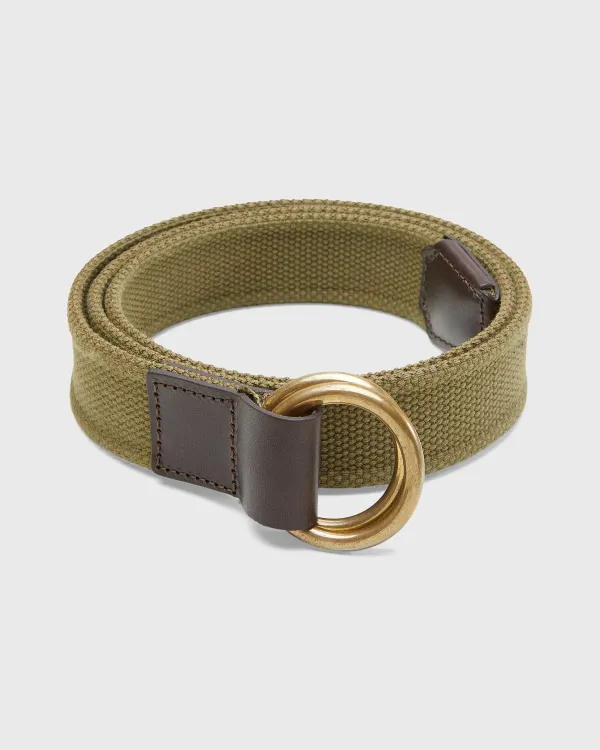 Flash Sale Sid Mashburn 1.25" Double O-Ring Belt Olive Canvas