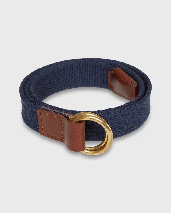 Fashion Sid Mashburn 1.25" Double O-Ring Belt Navy Canvas