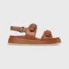 Fashion Ann Mashburn Double-Buckle Platform Sandal Chestnut Leather