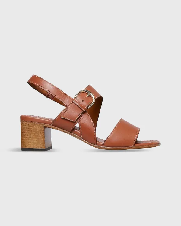 Online Ann Mashburn Double-Strap Buckle Block Heel English Tan Leather