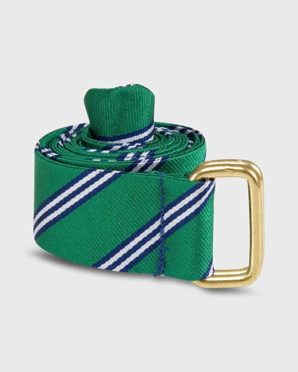 Outlet Sid Mashburn D-Ring Belt Green/Navy/White Brooks Stripe