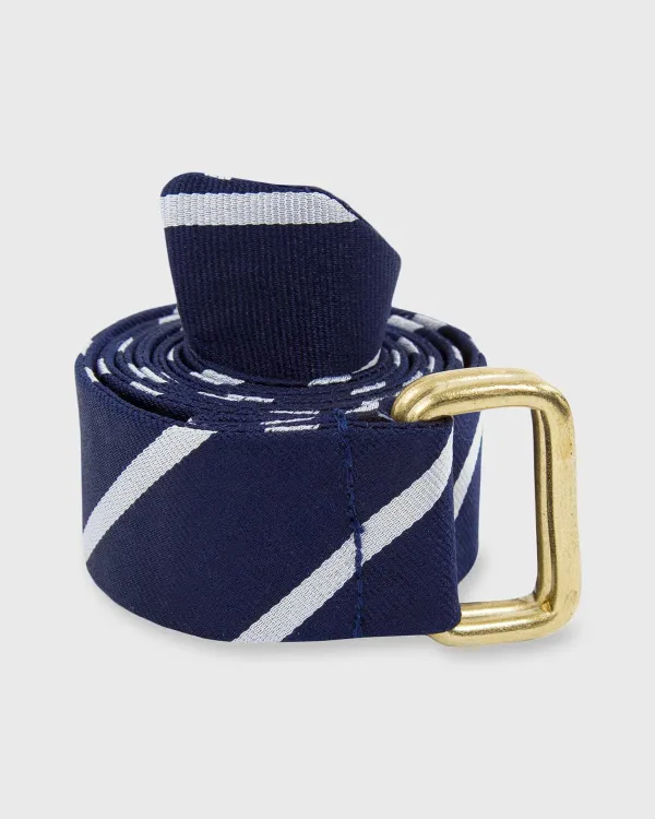 Online Sid Mashburn D-Ring Belt Navy Buckingham Stripe