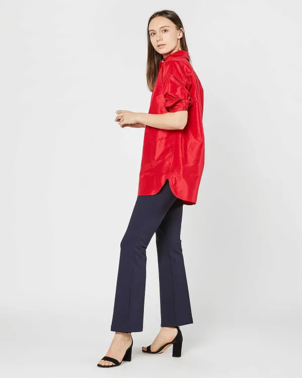 Store Ann Mashburn Elongated Elle Shirt Red Silk Taffeta