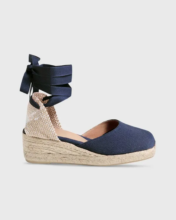 New Castañer Extra Low Carina Espadrille Navy Oxford Canvas