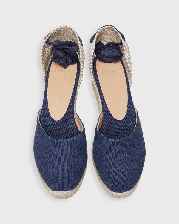 New Castañer Extra Low Carina Espadrille Navy Oxford Canvas