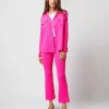 New Ann Mashburn Faye Flare Cropped Pant Fluorescent Pink Stretch Wool Crepe