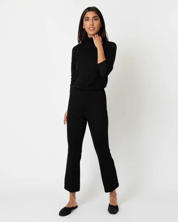 Discount Ann Mashburn Faye Flare Cropped Pant Black Ponte Knit