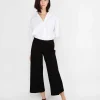 Shop Ann Mashburn Faye Wide-Leg Cropped Pant Black Ponte Knit