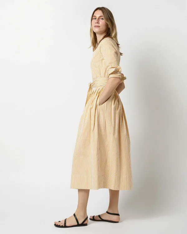 Best Ann Mashburn Felicity Shirtwaist Dress Gold Bengal Stripe Poplin