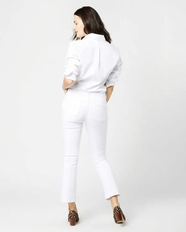 Discount Ann Mashburn Flare Cropped 5-Pocket Jean White Stretch Denim