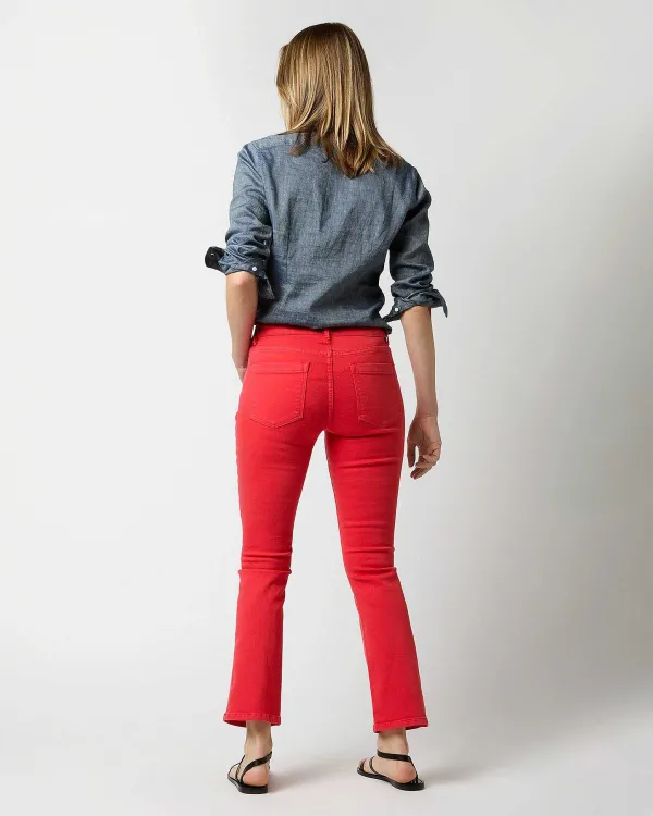 Outlet Ann Mashburn Flare Cropped 5-Pocket Jean Tomato Stretch Denim