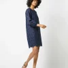 Shop Ann Mashburn Francine Dress Navy Floral Guipure Lace