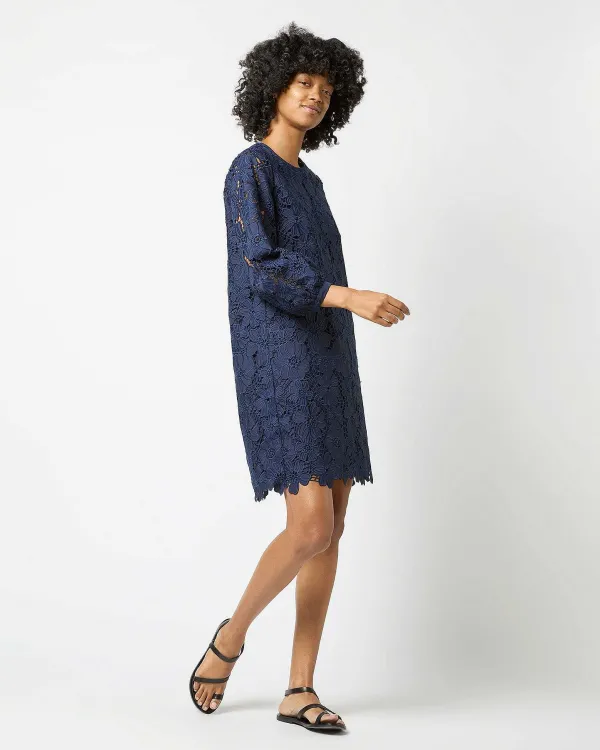 Shop Ann Mashburn Francine Dress Navy Floral Guipure Lace