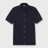 Shop Sid Mashburn Full-Placket Shirt Sweater Navy Cotton