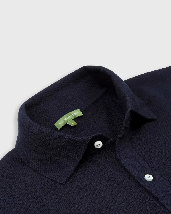 Shop Sid Mashburn Full-Placket Shirt Sweater Navy Cotton