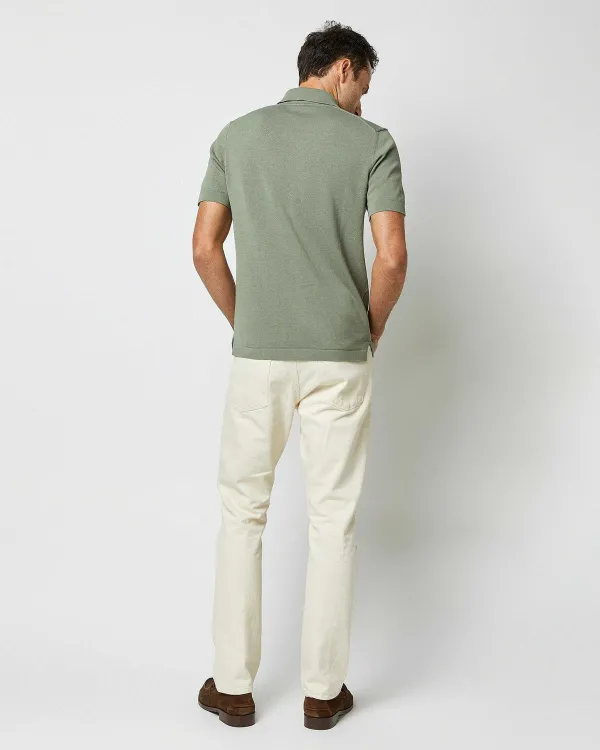 New Sid Mashburn Full-Placket Sweater Sage Cotton