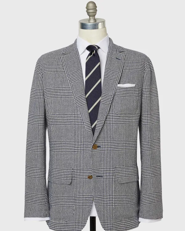 Hot Sid Mashburn Ghost Blazer Navy/Bone Glen Plaid Hopsack