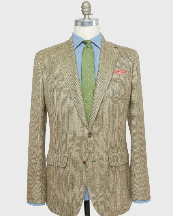 Best Sale Sid Mashburn Ghost Blazer Sage/Wheat Herringbone