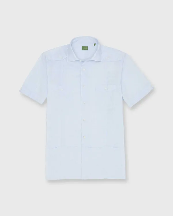 Sale Sid Mashburn Guayabera Shirt With Hem Pockets Sky Cotolino