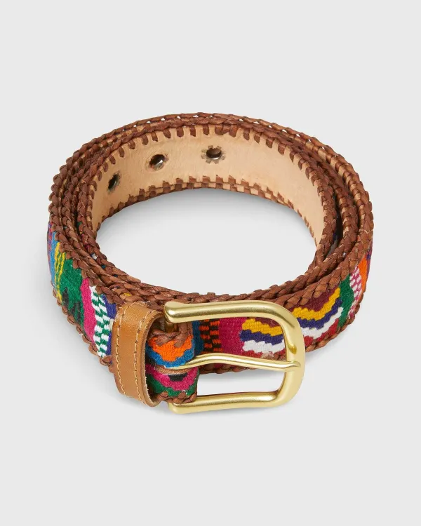 Hot Sid Mashburn 1.5" Hand-Loomed Belt Blue/Pink/Orange Multi