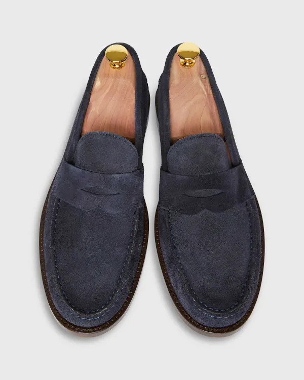 Cheap Sid Mashburn Handsewn Penny Loafer Navy Suede