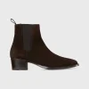 Shop Ann Mashburn Heeled Chelsea Boot Brown Suede