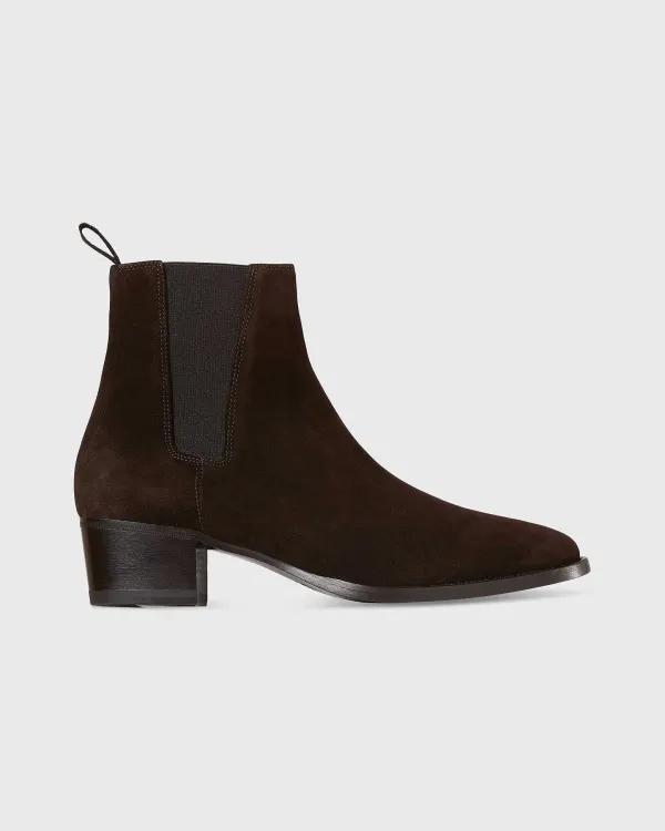 Shop Ann Mashburn Heeled Chelsea Boot Brown Suede