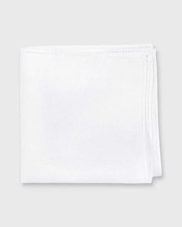 Discount Sid Mashburn Hem-Stitched Pocket Square White Linen