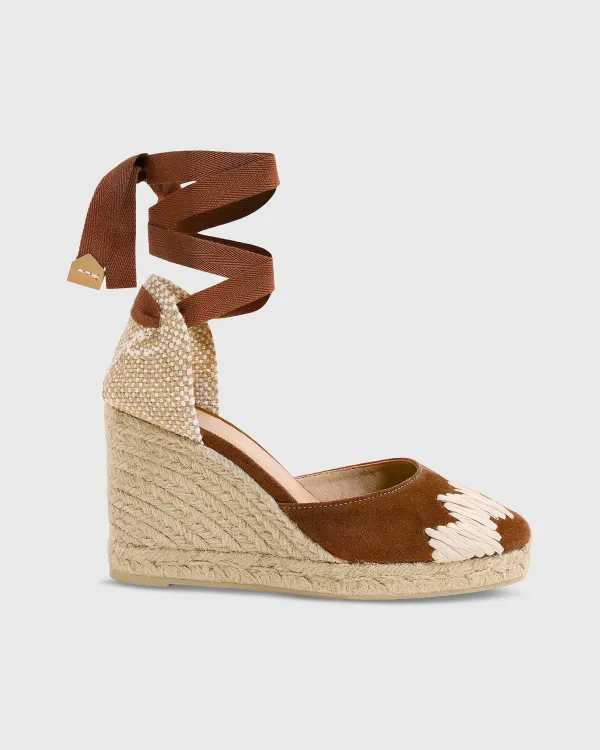 Discount Castañer High Cande Espadrille Brown Suede/Raffia