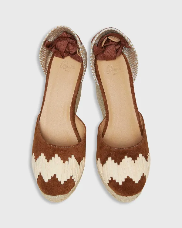 Discount Castañer High Cande Espadrille Brown Suede/Raffia