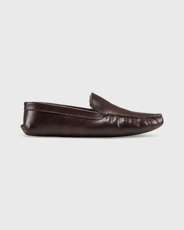 Discount Sid Mashburn House Slippers Dark Brown Leather