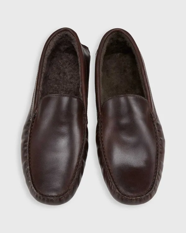 Discount Sid Mashburn House Slippers Dark Brown Leather