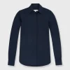 Online Ann Mashburn Icon Blouse Navy Silk Crepe De Chine