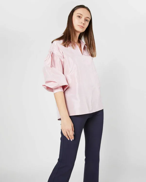 Online Ann Mashburn Iris Top Light Pink Silk Taffeta